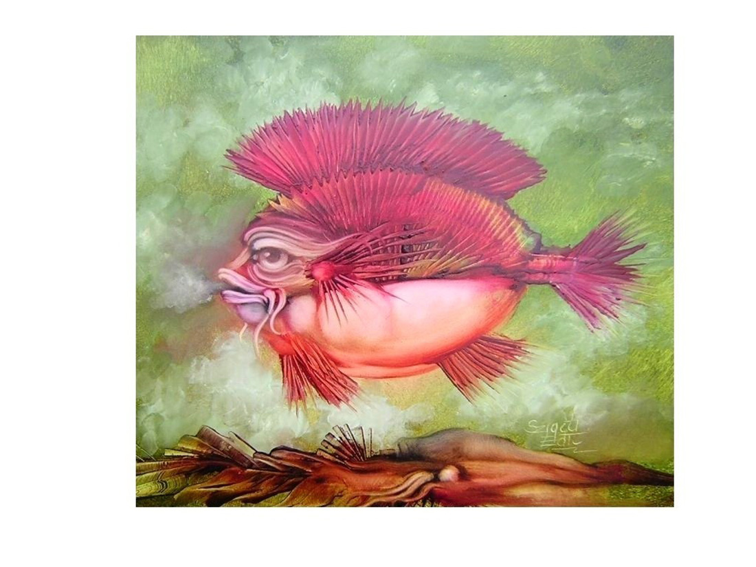 321 Red punk fish 25x35cm